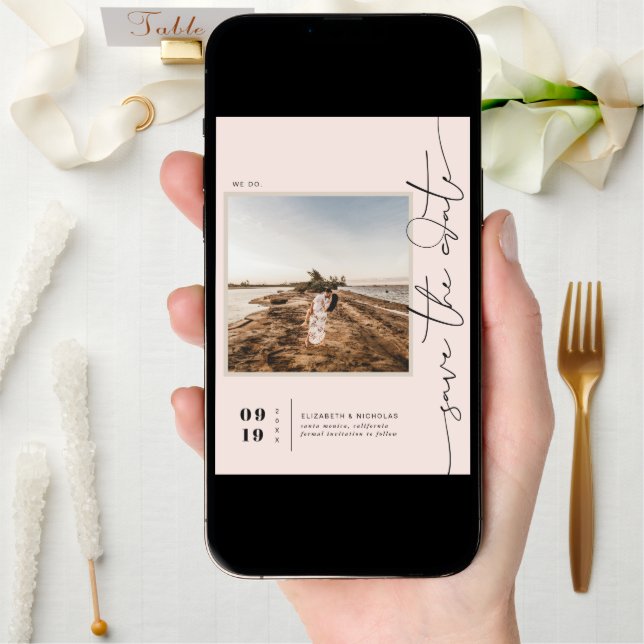 Modern Boho Desert | Square Photo Save the Date (Front Digital)
