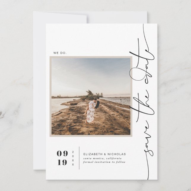 Modern Boho Desert | Square Photo Save the Date (Front)