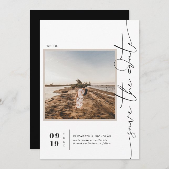 Modern Boho Desert | Square Photo Save the Date (Front/Back)