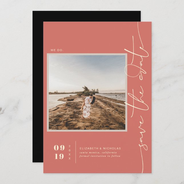 Modern Boho Desert | Square Photo Save the Date (Front/Back)