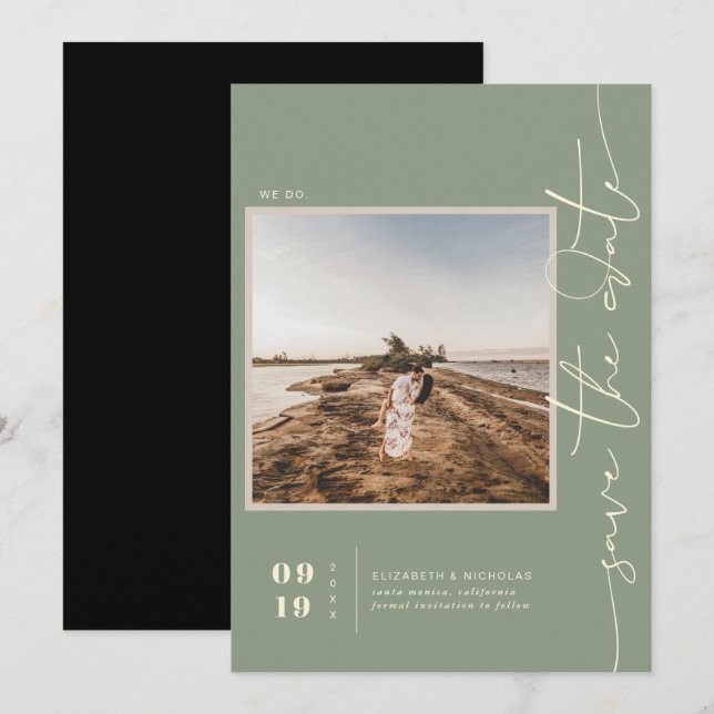 Modern Boho Desert | Square Photo Save the Date (Front/Back)