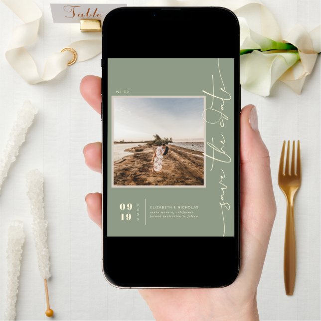 Modern Boho Desert | Square Photo Save the Date (Front Digital)
