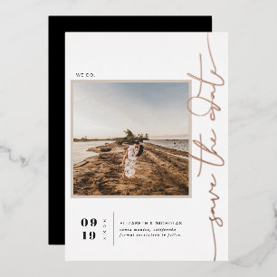 Modern Boho Desert   Square Photo Save the Date Foil Invitation