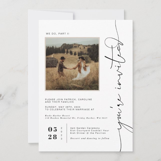 Modern Boho Desert | Square Photo Wedding Invitation (Front)