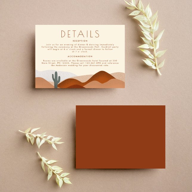 Modern Boho Desert Terracotta Wedding Detail Enclosure Card (Creator Uploaded)
