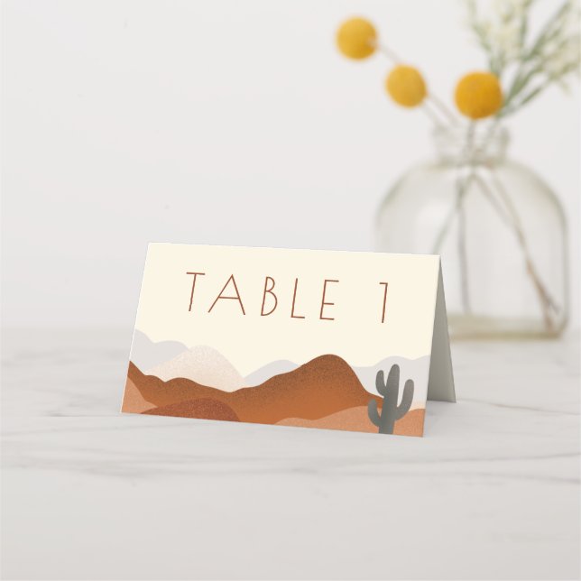 Modern Boho Desert Wedding Table Seat Number Place Card (Front)