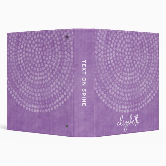 Modern Boho Dot Pattern purple bounce script name 3 Ring Binder (Background)