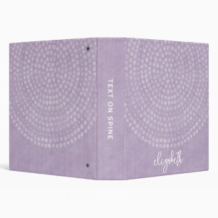 Modern Boho Dot Pattern purple bounce script name 3 Ring Binder