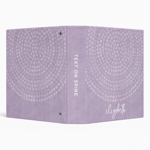 Modern Boho Dot Pattern purple bounce script name 3 Ring Binder