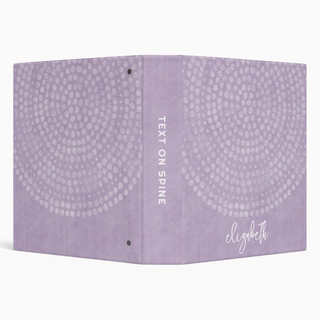 Modern Boho Dot Pattern purple bounce script name 3 Ring Binder (Background)