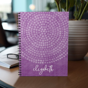 Modern Boho Dot Pattern purple bounce script name Notebook