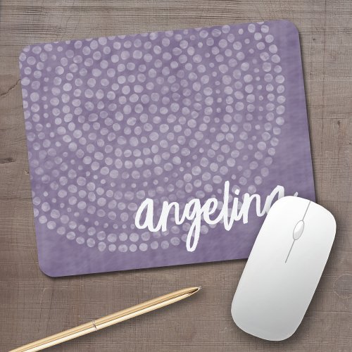 Modern Boho Dot Pattern with bounce script name Mouse Pad