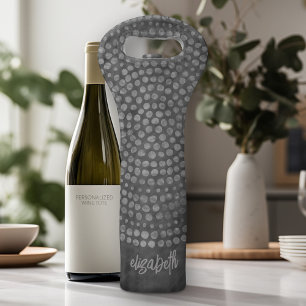 Modern Boho Dot Pattern with bounce script name Wine Bag