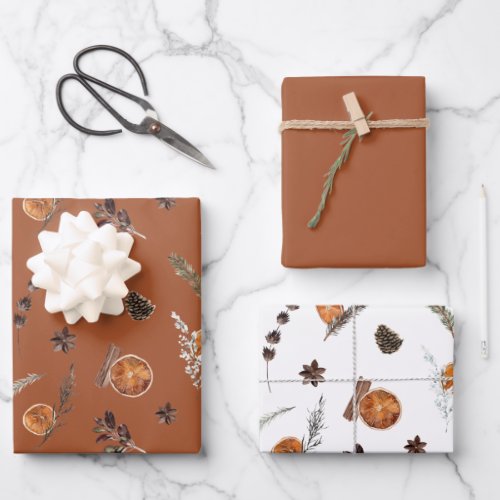 Modern Boho Dried Orange Watercolor Wrapping Paper Sheets
