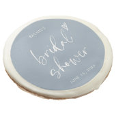 Modern Boho Dusty Blue Bridal Shower Sugar Cookie (Angled)