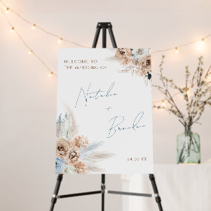 Modern Boho Dusty Blue Script Wedding Welcome Sign
