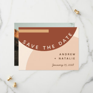 Modern Boho Earth tone Abstract Circles Wedding Save The Date