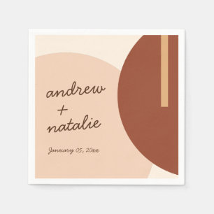 Modern Boho Earth-toned Abstract Circles Wedding Napkins