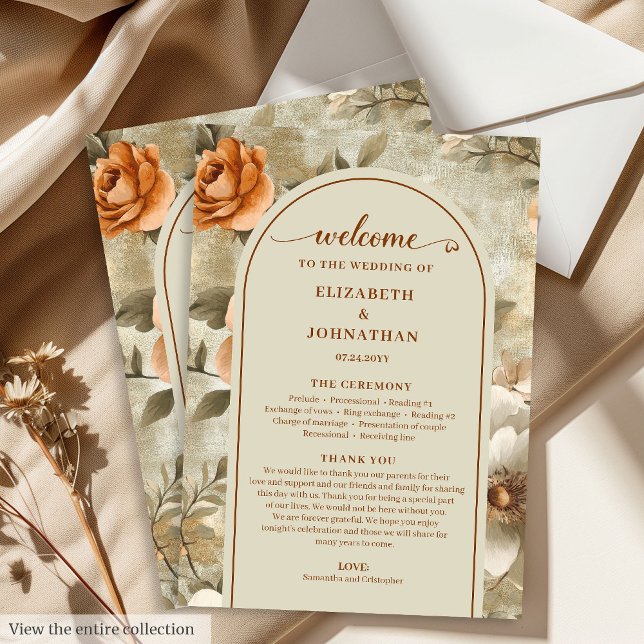 Modern Boho Earthy Rusty Ivory Sage Floral Program (Modern Boho Earthy Ivory Sage Floral Program)