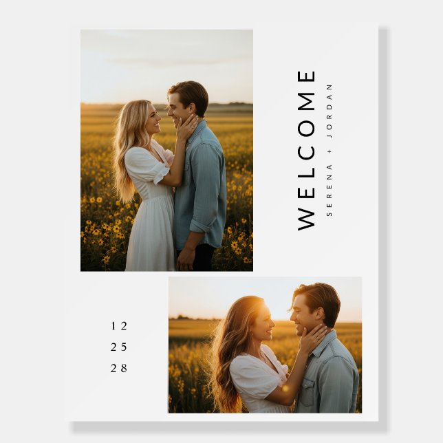 Modern Boho Elegant Custom Photo Wedding Welcome Foam Board (Front)