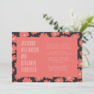 Modern Boho Elegant Red Floral Wedding Invitation