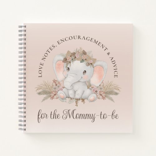 Modern Boho Elephant Gender Neutral Baby Shower Notebook