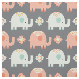 Modern Boho Elephant Nursery Fabric