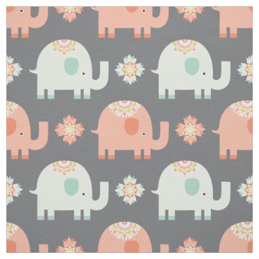 Modern Boho Elephant Nursery Fabric