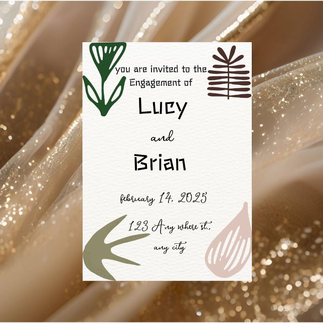 Modern Boho Engagement Invitation PRINTED | Plam (Creator Uploaded)