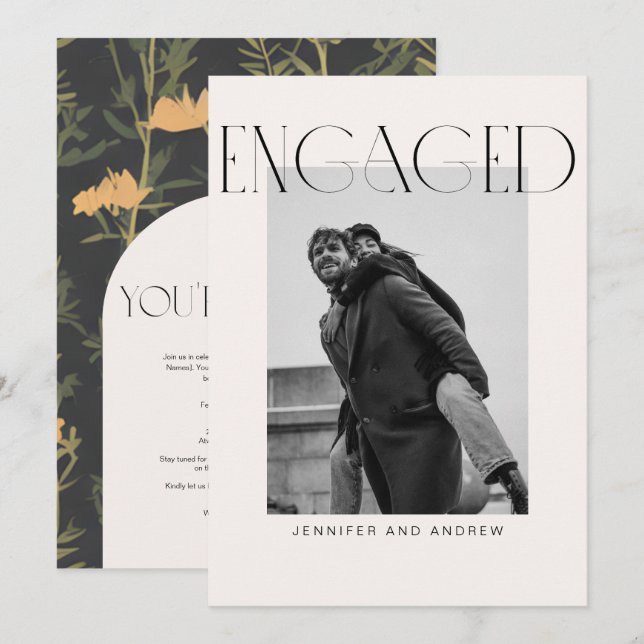 Modern Boho Engagement Party Card (Front/Back)