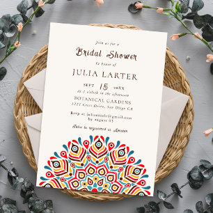 Modern Boho Ethnic Floral Mandala Bridal Shower Invitation