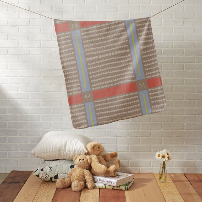 Modern Boho Ethnic Geometric Multi Khaki Baby Blanket (In Situ)
