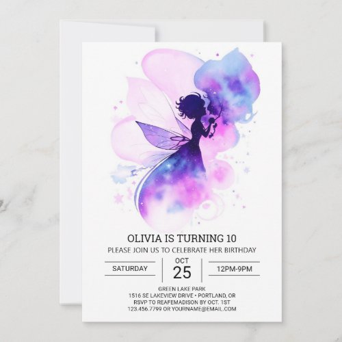 Modern Boho Fairy Birthday Invitation