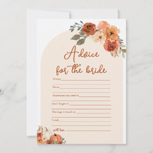 Modern Boho Fall Pumpkin Advice for the Bride Game