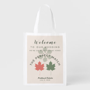 Modern Boho Fall Wedding Welcome Favor Guest Grocery Bag