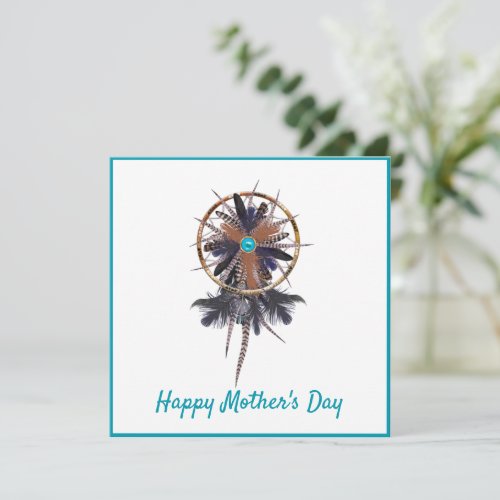 Modern Boho Feather Dreamcatcher Mothers Day Card