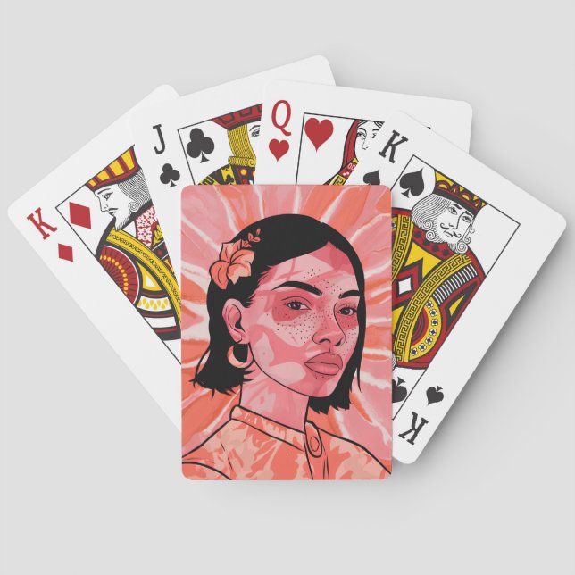 Modern boho feminine minimalist art poker cards (Back)