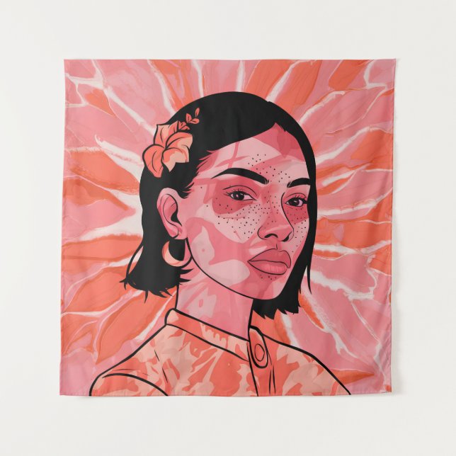 Modern boho feminine minimalist art  tapestry (Front)