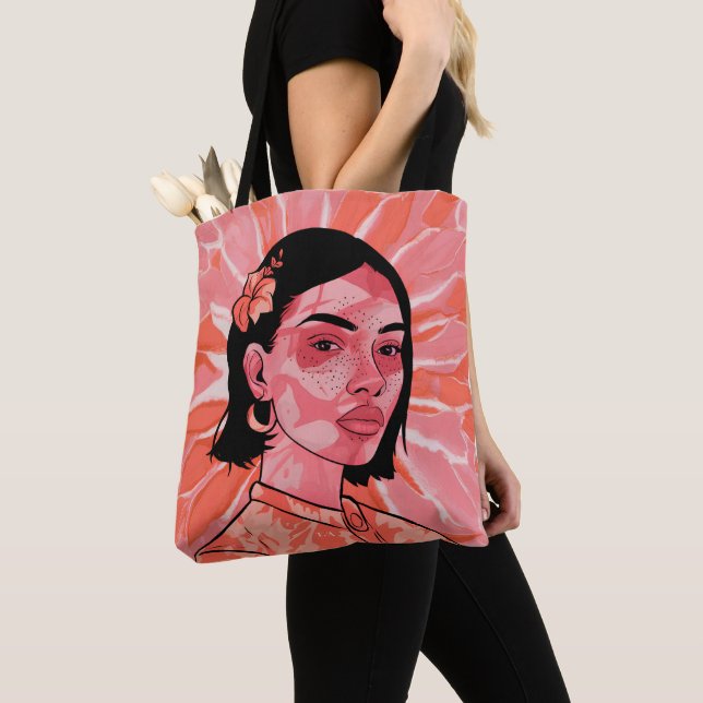 Modern boho feminine minimalist art tote bag (Close Up)