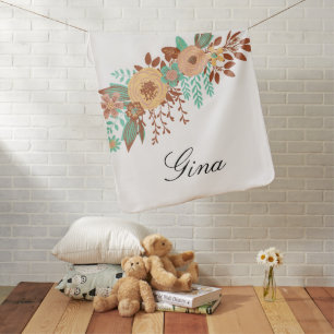 Modern Boho Floral Baby Blanket