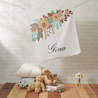  Modern Boho Floral  Baby Blanket