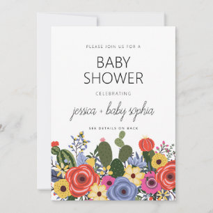 Modern Boho Floral Baby Shower Invitation