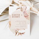Modern Boho Floral Blush Arch Wedding Invitation<br><div class="desc">Modern Boho Floral Blush Arch Wedding Invitation Modern but romantic wedding invitation featuring a pale blush arch in the middle of the invitation with two dry floral arrangements with palm leaves and blush colored flowers. This bohemian floral wedding invitation is deal for a couple who like bold floral designs with...</div>