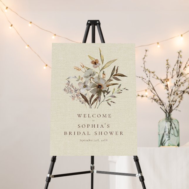 Modern Boho Floral Bridal Shower Welcome Sign (In Situ (Stand))