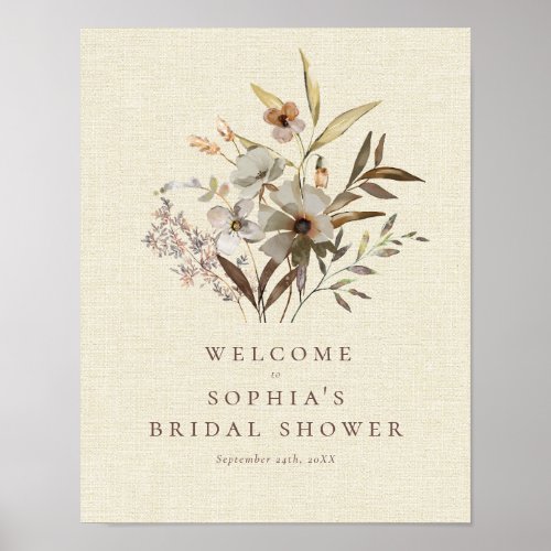 Modern Boho Floral Bridal Shower Welcome Sign