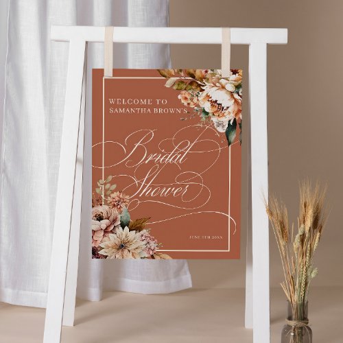 Modern Boho Floral Bridal Shower Welcome Sign