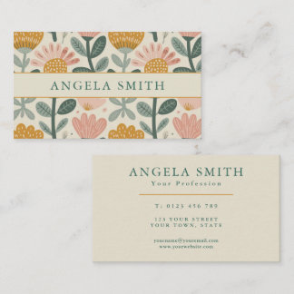 Modern Boho Floral Business Card