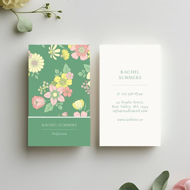 Modern Boho Floral Colorful  Business Card (Creator Uploaded)