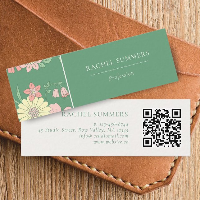 Modern Boho Floral Colorful QR Mini Business Card (Creator Uploaded)