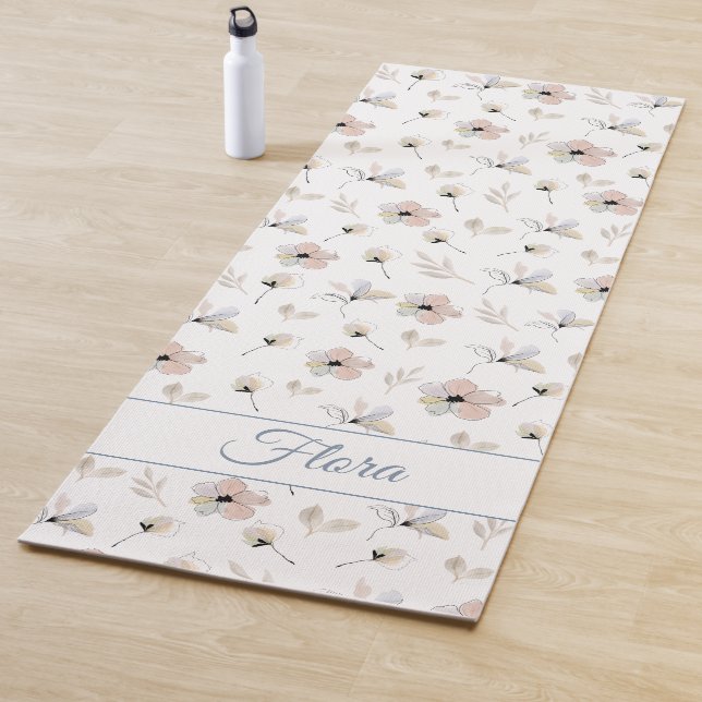 Modern Boho Floral Customizable Yoga Mat  (In Situ)